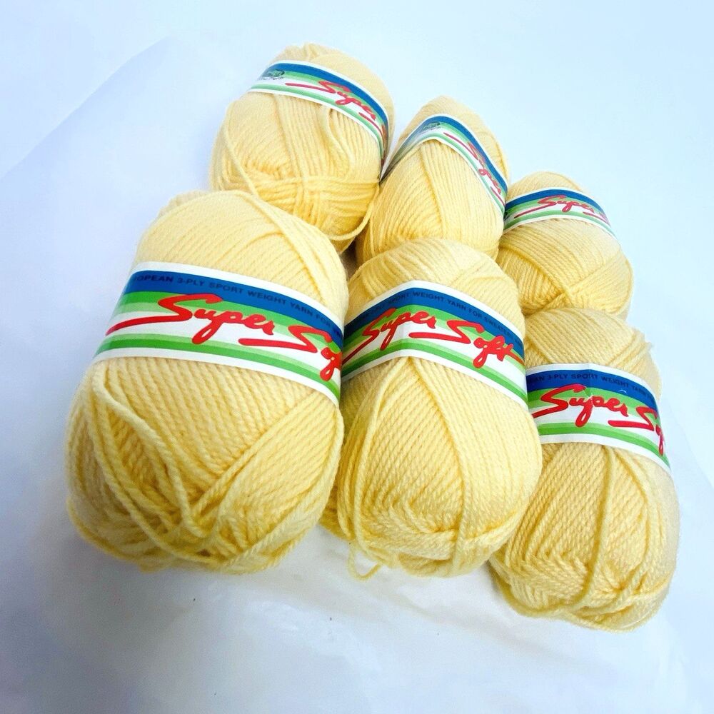 Vintage Yellow Super Soft 3 Yarn Lot 6 Skeins Lana Moro Softest European 3 ply - Picture 2 of 6
